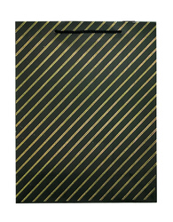 TORBA PAPIEROWA PASKI CZARNA 32 X 26 X 10 CM