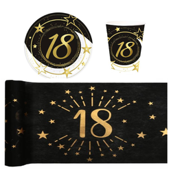 ZESTAW NA 18 URODZINY: BIEŻNIK + KUBECZKI + TALERZYKI