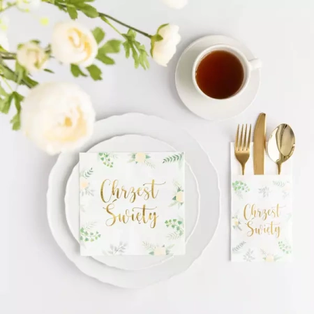 SERWETKI KIESZONKI NA SZTUĆCE CHRZEST ŚWIĘTY