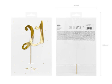 TOPPER NA TORT LICZBA 21 ZŁOTY, 20.5cm