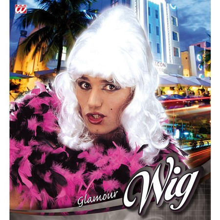 Peruka Glamour Drag Queen biała 