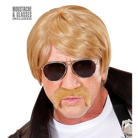 PERUKA AGENT BLOND + WĄS