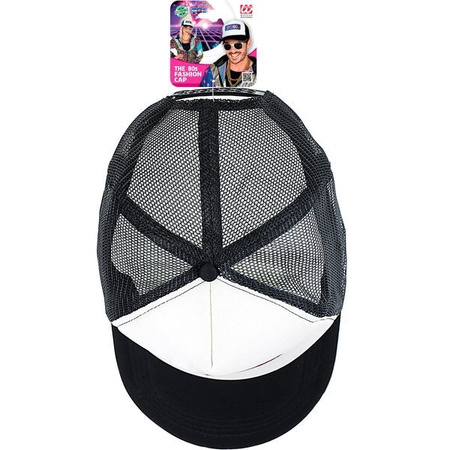 Czapka biało - czarna z daszkiem.