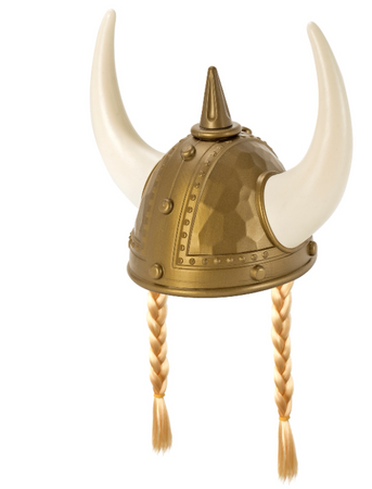 HEŁM WIKINGA ZŁOTY Z BIAŁYMI ROGAMI DLA DOROSŁYCH