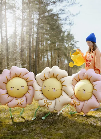 BALON FOLIOWY RUMIANY RÓŻOWY KWIATEK 104 CM