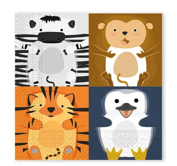 ZESTAW ZOO ZWIERZĘTA TALERZYKI+KUBECZKI+SERWETKI