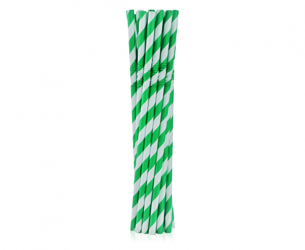 SŁOMKI PAPIEROWE ZIELONE W PASKI 12 SZT