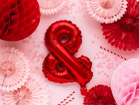 BALON FOLIOWY 35 CM ZNAK & CZERWONY