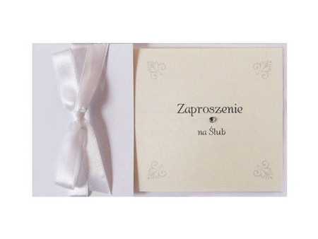 Zaproszenia ślubne z kokardą, biały (1 op. / 10 szt.)