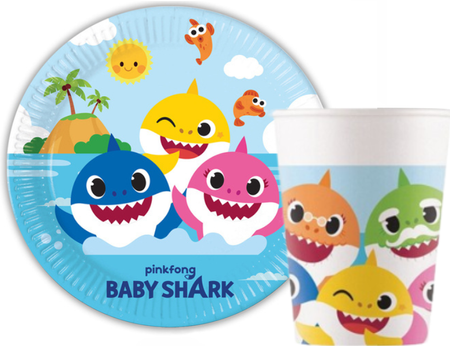 ZESTAW BABY SHARK TALERZYKI+KUBECZKI