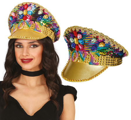 CZAPKA KLUBOWA Z CEKINAMI I KRYSZTAŁAMI