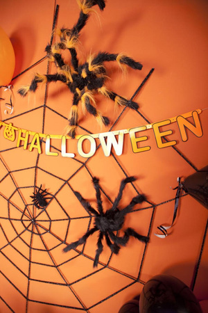 Duży pająk włochaty czarny 60 cm halloween