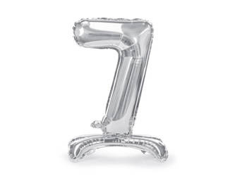 BALON FOLIOWY STOJĄCY SREBRNY 70 CM CYFRA 7