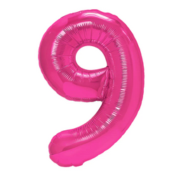 BALON FOLIOWY CYFRA 9 CIEMNORÓŻOWY 100 CM