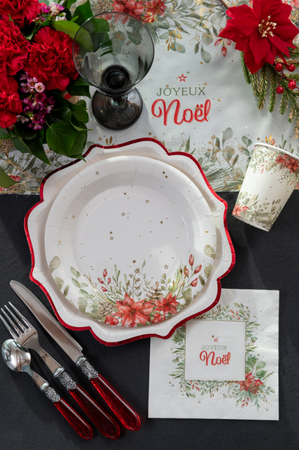 KUBECZKI PAPIEROWE ZIMOWE KWIATY 270 ML 10 SZT