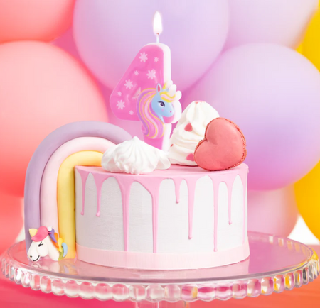 ŚWIECZKA NA TORT JEDNOROŻEC CYFRA 4