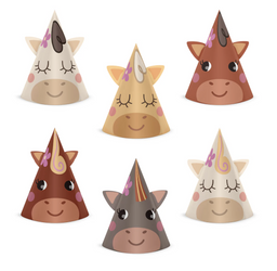 CZAPECZKI URODZINOWE KONIKI 6 SZT