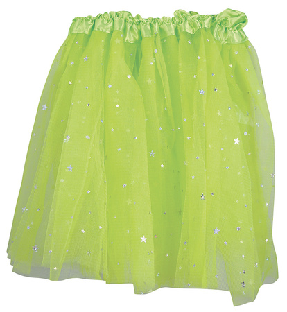 SPÓDNICZKA TUTU ZIELONA NEONOWA W GWIAZDKI 30 CM
