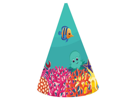 CZAPECZKI PAPIEROWE PODWODNY ŚWIAT 6 SZT.