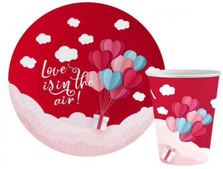 ZESTAW LOVE IS IN THE AIR TALERZYKI+KUBECZKI SERDUSZKA
