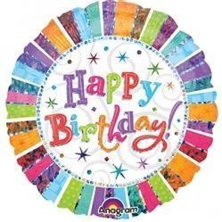 BALON FOLIOWY 45cm, HAPPY BIRTHDAY - URODZINY