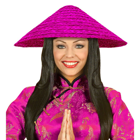 KAPELUSZ CZAPKA CHIŃCZYKA SŁOMKOWA RÓŻOWA