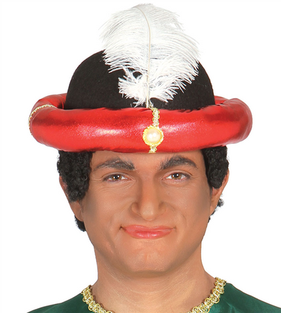 CZAPKA KRÓLA Z BIAŁYM PIÓRKIEM TURBAN