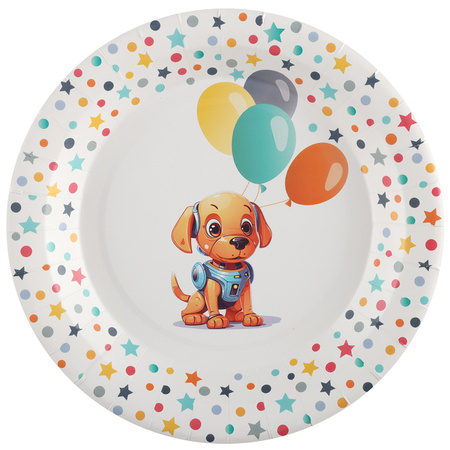 TALERZYKI PAPIEROWE KOSMICZNE ZWIERZĘTA 23 CM 10 SZT.