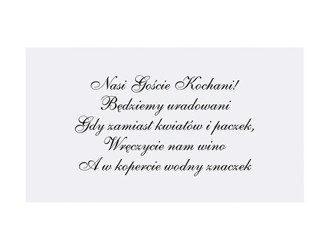 WKŁADKI DO ZAPROSZEŃ ŚLUBNYCH 25 szt.