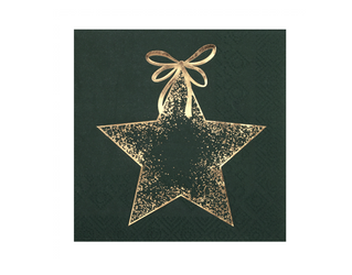 SERWETKI PAPIEROWE ZŁOTA KOKARDKA CIEMNA ZIELEŃ 25 CM 20 SZT