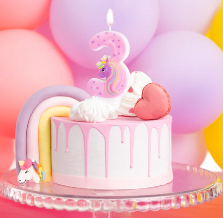 ŚWIECZKA NA TORT JEDNOROŻEC CYFRA 3