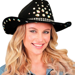 KAPELUSZ KOWBOJSKI CZARNY Z DIAMENTAMI