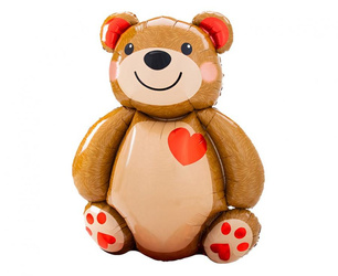 BALON FOLIOWY MIŚ Z SERDUSZKIEM 48 X 65 CM