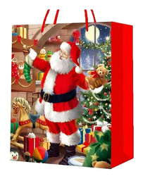 TOREBKA PREZENTOWA ŚWIĘTY MIKOŁAJ BROKATOWA 26 X 32 X 10 CM