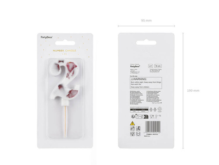 ŚWIECZKA URODZINOWA CYFRA 2 Z PŁATAKMI KWIATÓW 8 CM