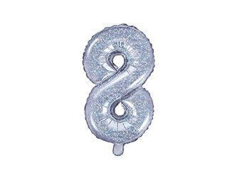 BALON FOLIOWY 35cm, CYFRA 8 HOLOGRAFICZNY