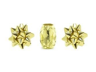 ZESTAW WSTĄŻEK I ROZETEK MET. ZŁOTY 3szt