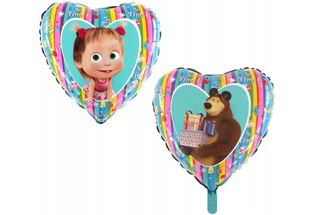 BALON FOLIOWY SERCE MASZA I NIEDŹWIEDŹ 45 CM 