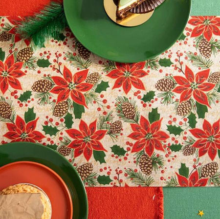 BIEŻNIK LNIANY GWIAZDA BETLEJEMSKA 275x28 CM