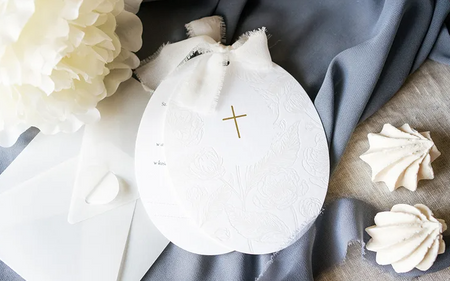 ZAPROSZENIA KOMUNIJNE 10 SZT IHS BIAŁE