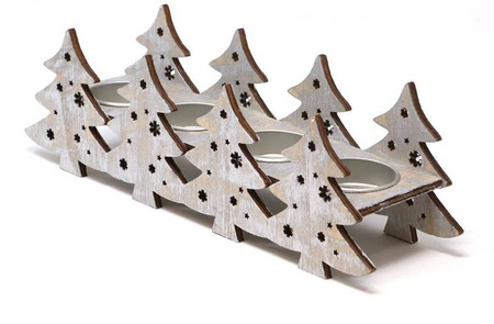 DREWNIANY ŚWIECZNIK CHOINKI