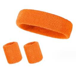 ZESTAW OPASEK POMARAŃCZOWE ŚCIĄGACZY Z FROTKI LATA 80