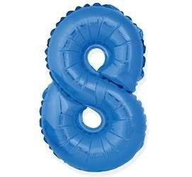 BALON FOLIOWY 35cm, CYFRA 8 NIEBIESKA