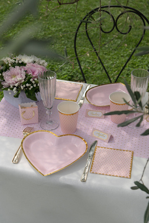 SERWETKI PAPIEROWE ZŁOTE KROPKI RÓŻOWE 25 CM 20 SZT