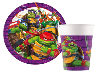 ZESTAW WOJOWNICZE ŻÓŁWIE NINJA KUBECZKI+TALERZYKI