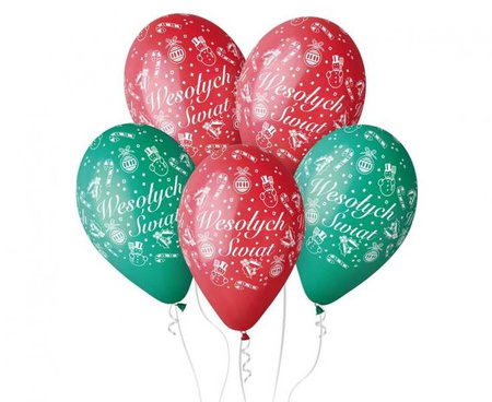 BALONY LATEKSOWE WESOŁYCH ŚWIĄT 5 SZT.