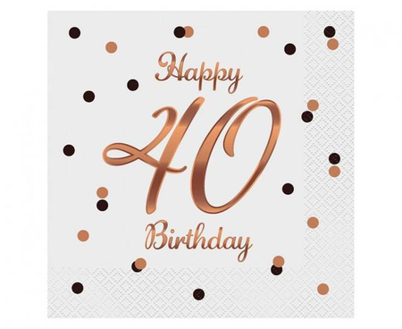 SERWETKI PAPIEROWE 40 URODZINY 33 CM 20 SZT.
