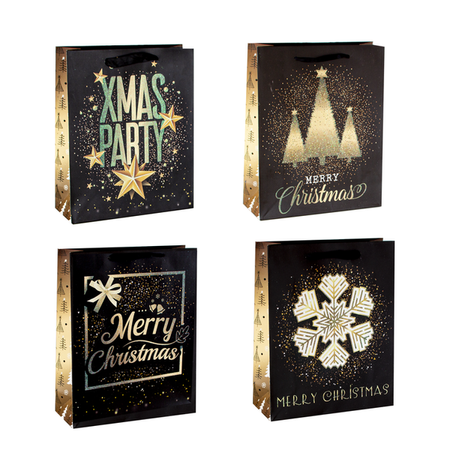 TOREBKA CZARNO ZŁOTA CHOINKI