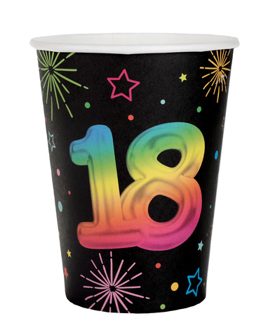 KUBECZKI PAPIEROWE FIESTA 18 URODZINY 270 ML 6 SZT