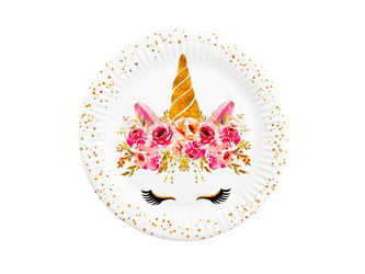 TALERZYKI PAPIEROWE JEDNOROŻEC 18 CM 6 SZT.